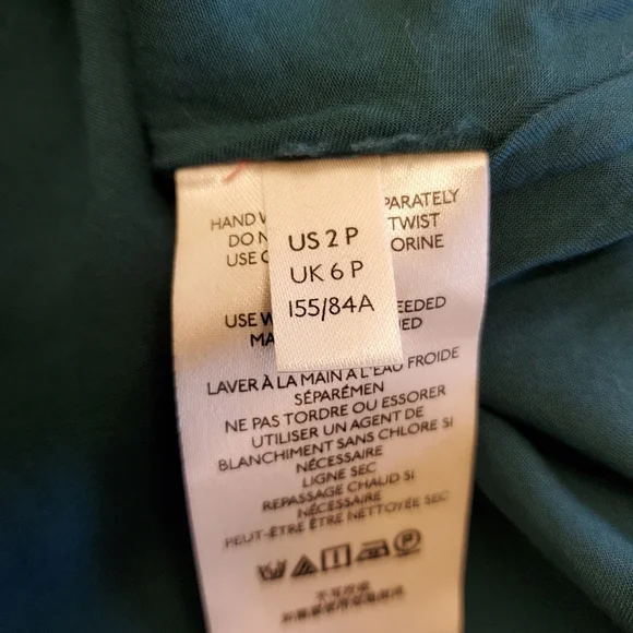 Anthropologie Jacquard Tunic Dress Green Teal Puff Sleeve Size 2P - Picture 9 of 11